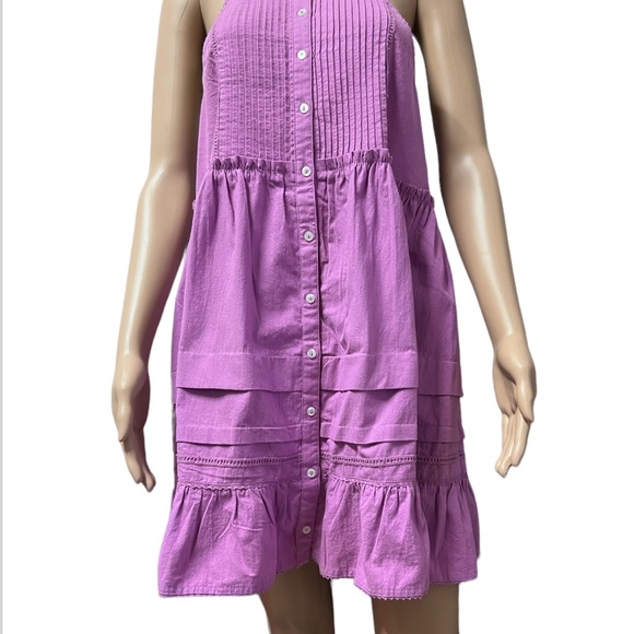 NWT Free People Desert Day Mini Dress Tiered Halter Buttondown Lace-Trim - Picture 9 of 16